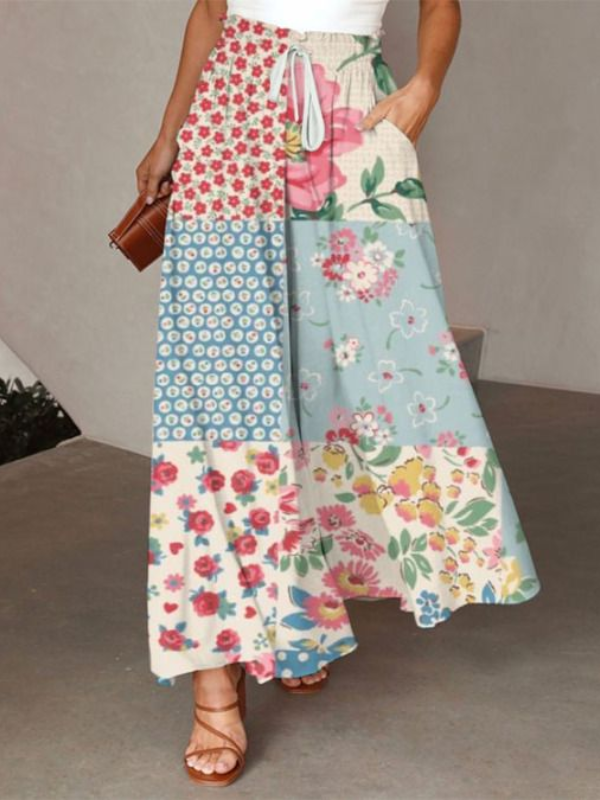 ELIZA | FLORAL PATCHWORK MAXI SKIRT