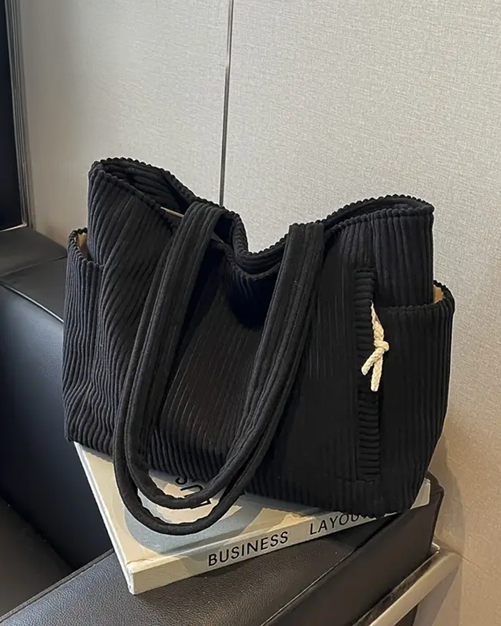 TILDA | RIBBED TOTE BAG WITH ROPE DETAIL (2+1)