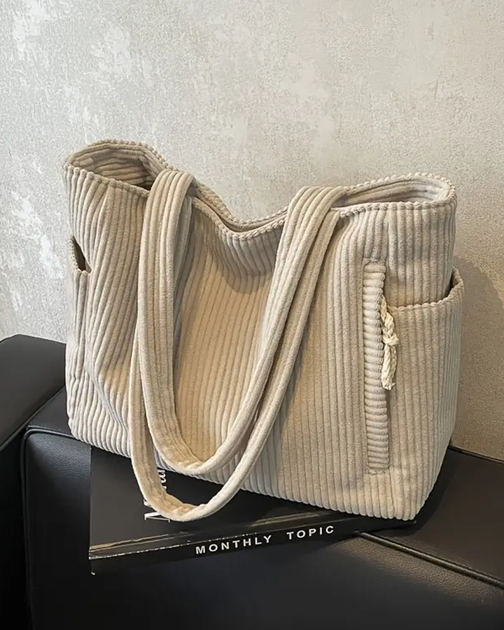TILDA | RIBBED TOTE BAG WITH ROPE DETAIL (2+1)