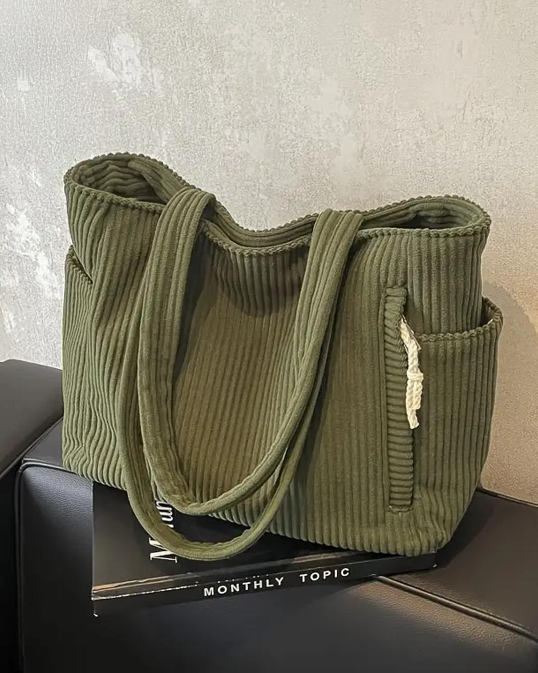 TILDA | RIBBED TOTE BAG WITH ROPE DETAIL (2+1)