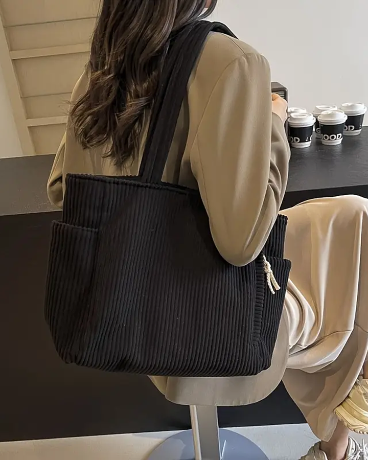 TILDA | RIBBED TOTE BAG WITH ROPE DETAIL (2+1)